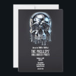 Liquid Chrome Silver Drip Skull Halloween Party Invitation<br><div class="desc">Customize for your event</div>