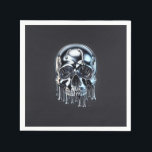 Liquid Chrome Silver Drip Skull Halloween Party Napkins<br><div class="desc">Customize with any text.</div>