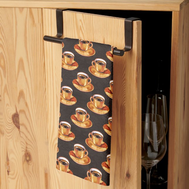 Liquid coffee tiled pattern  kitchen towel (Thirds Fold)