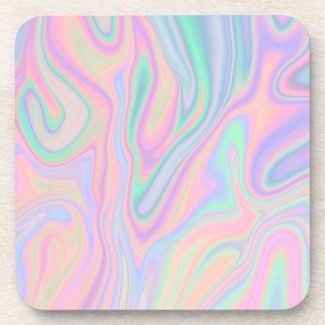 Liquid Colorful Abstract Rainbow Beverage Coaster (Front)