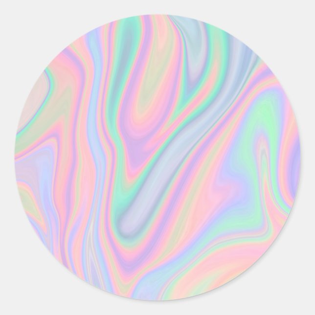 Liquid Colorful Abstract Rainbow Classic Round Sticker (Front)