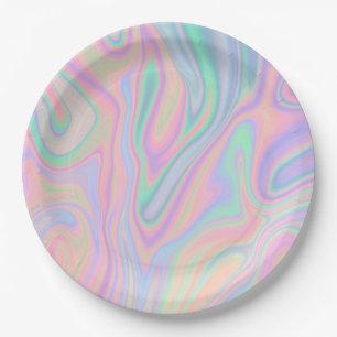 Liquid Colorful Abstract Rainbow Paper Plates