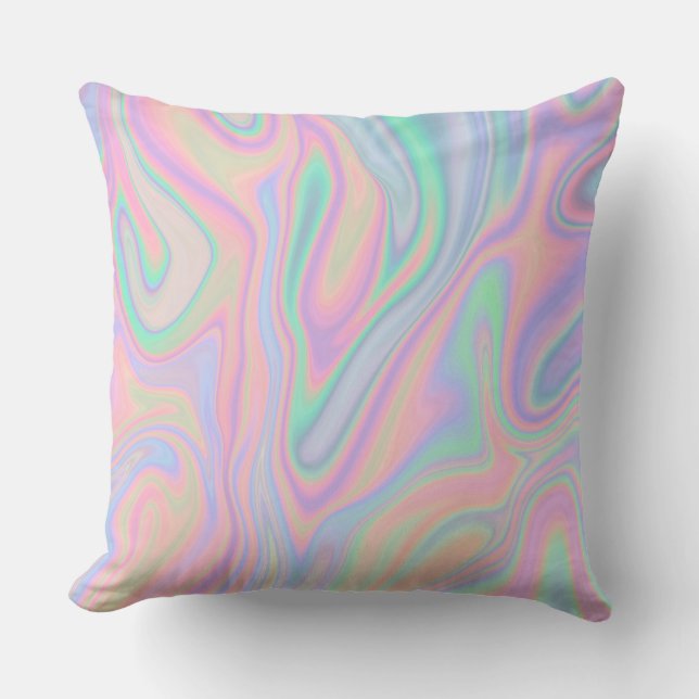 Liquid Colorful Abstract Rainbow Throw Pillow (Front)
