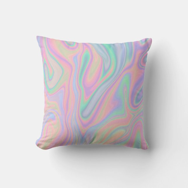 Liquid Colorful Abstract Rainbow Throw Pillow (Front)