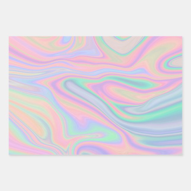 Liquid Colorful Abstract Rainbow  Wrapping Paper Sheets (Front)