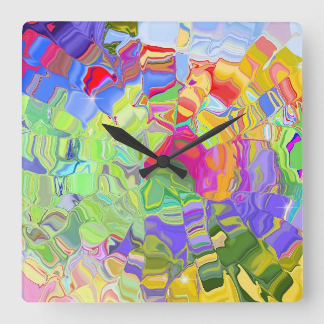 Liquid Colors Square Wall Clock (Front)