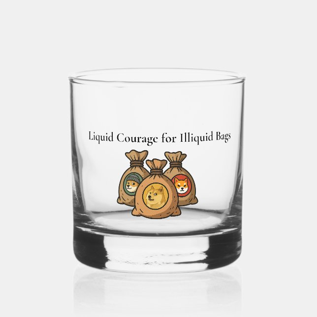 Liquid Courage Doge Meme Coin Whiskey Glass (Front)