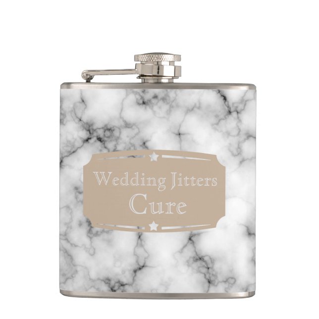 Liquid Courage Wedding Jitters Cure Marble pattern Flask (Front)