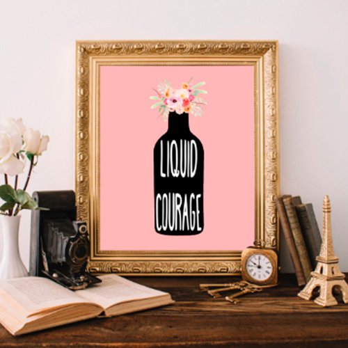 Liquid Courage Wine Puns Funny Posters
