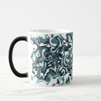 Liquid Crystal and Concrete turquoise black swirls Color Morph Mug
