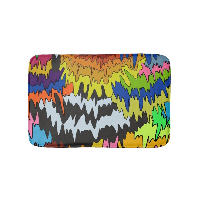 Liquid Drip Colorful Groovy Stripe Trippy Pattern Bath Mat (Front)