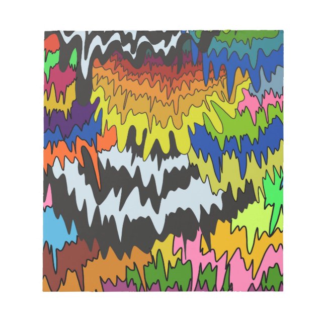 Liquid Drip Colorful Groovy Stripe Trippy Pattern Notepad (Front)