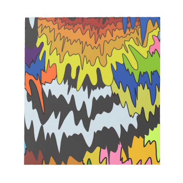 Liquid Drip Colorful Groovy Stripe Trippy Pattern Notepad (Front)