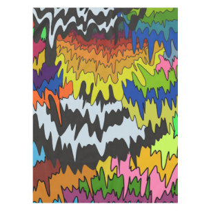 Liquid Drip Colorful Groovy Stripe Trippy Pattern Tablecloth