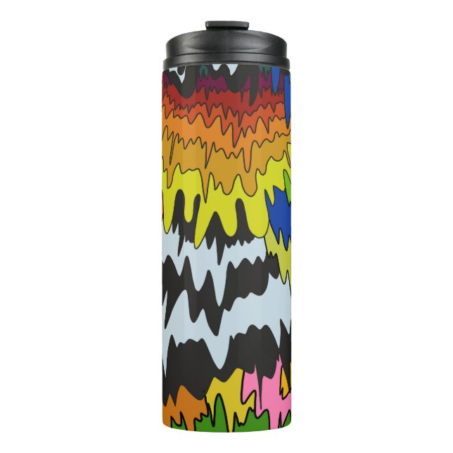 Liquid Drip Colorful Groovy Stripe Trippy Pattern Thermal Tumbler (Front)