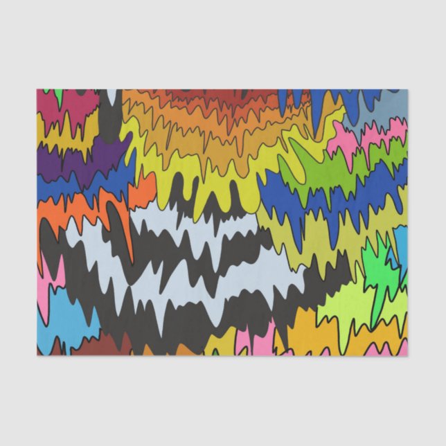Liquid Drip Colorful Groovy Stripe Trippy Pattern Tissue Paper (Front)
