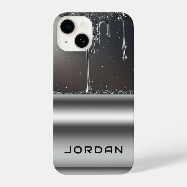 Liquid Dripping glossy metallic aesthetic design iPhone Case (Back)