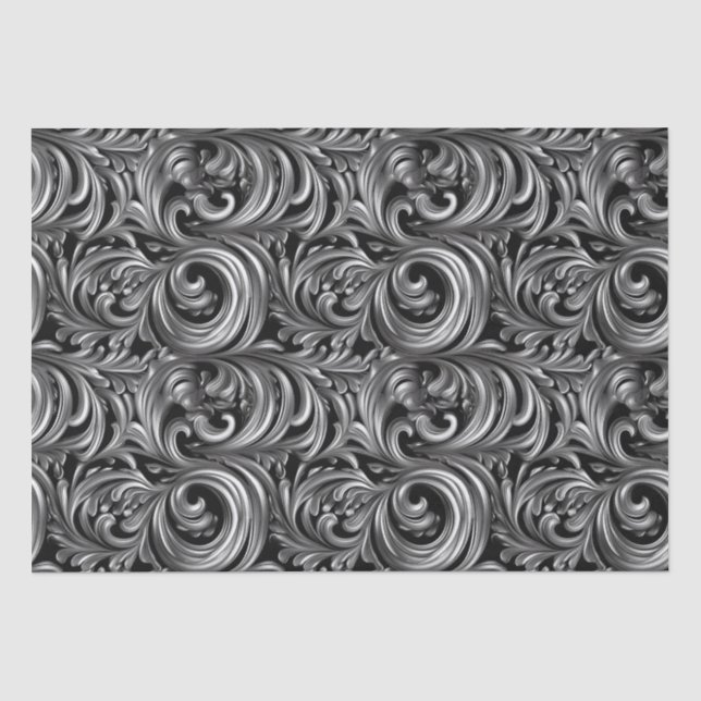 Liquid Elegance - Metallic Black liquid pattern Tissue Paper (Front)