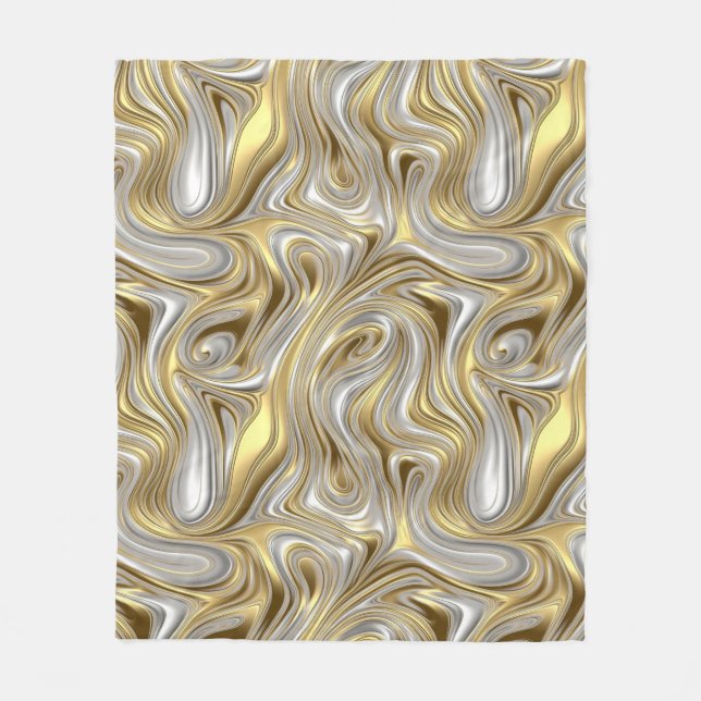 Liquid Elegance - Metallic liquid pattern Fleece Blanket (Front)