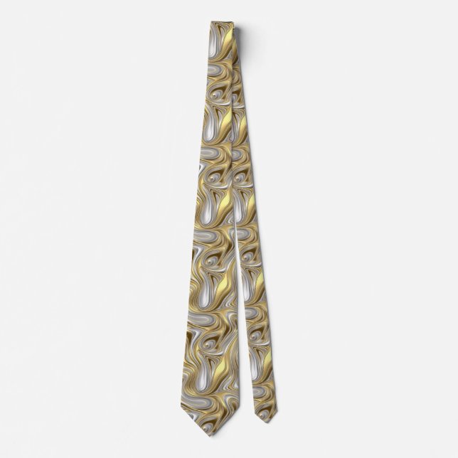 Liquid Elegance - Metallic liquid pattern Neck Tie (Front)