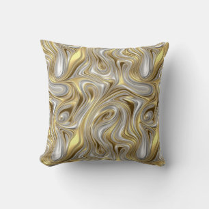Liquid Elegance - Metallic liquid pattern Throw Pillow