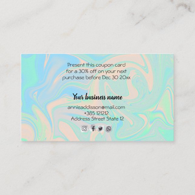 Liquid faux holographic iridescent texture discount card | Zazzle