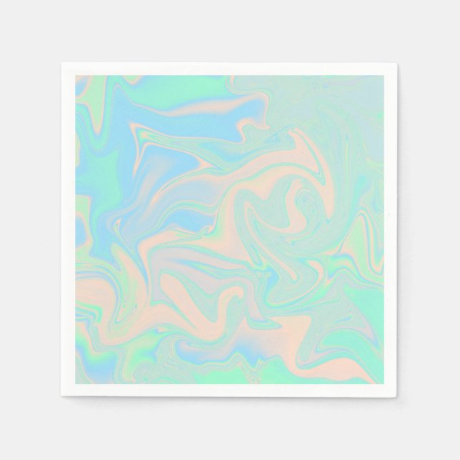 Liquid faux holographic iridescent texture napkins (Front)