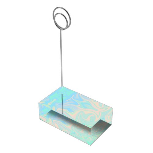 Liquid faux holographic iridescent texture place card holder