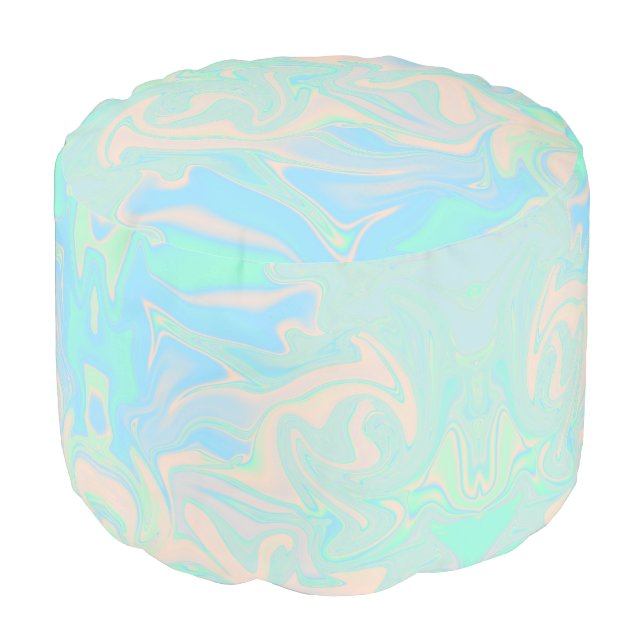 Liquid faux holographic iridescent texture pouf (Angled Front)