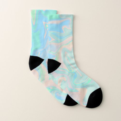 Liquid faux holographic iridescent texture socks