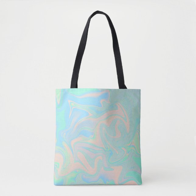Liquid faux holographic iridescent texture tote bag (Front)