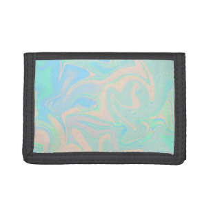 Liquid faux holographic iridescent texture trifold wallet