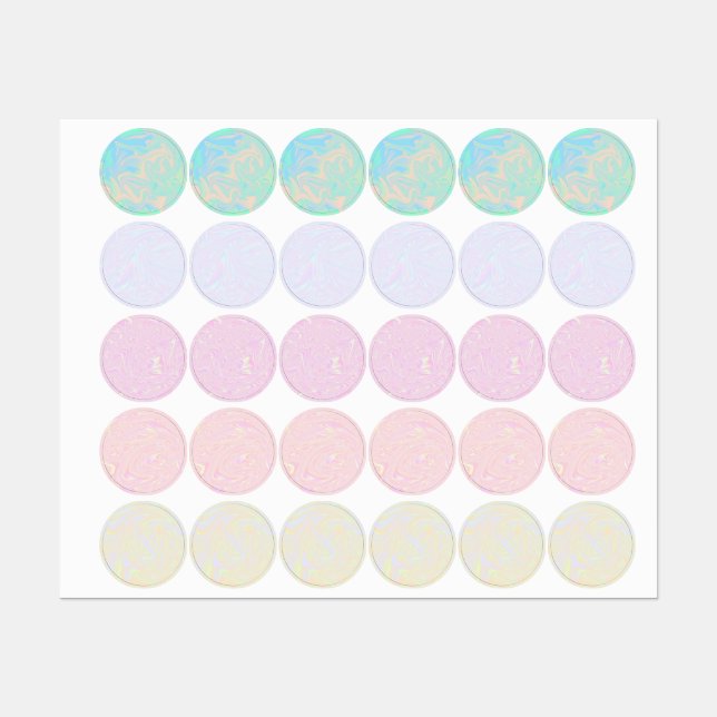 Liquid faux holographic iridescent textures labels (Sheet)