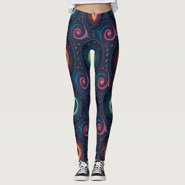 Liquid Galaxy Illusion | Seamless Surreal Gradient Leggings (Front)
