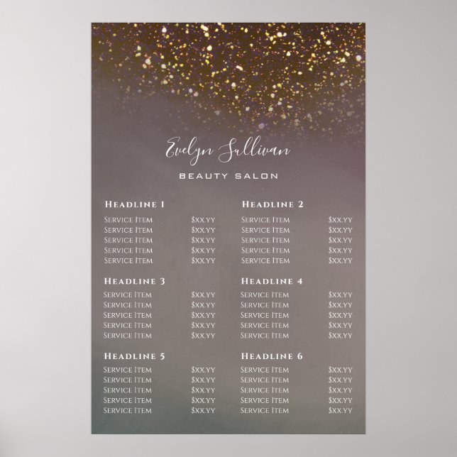 Liquid Glitter Design Price List Poster (Front)