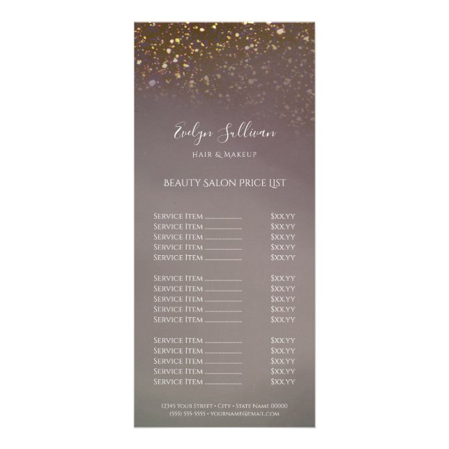 liquid glitter price list rack card (Front)