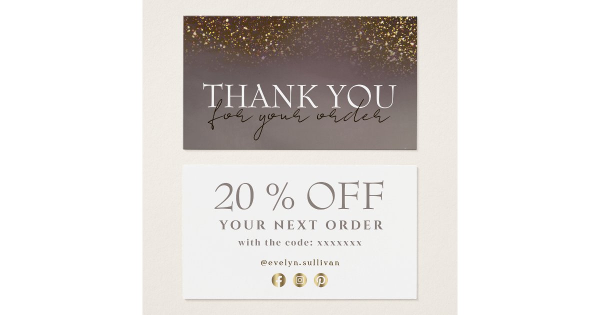 Liquid glitter thank you discount card Zazzle