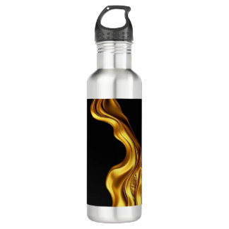 Liquid Gold Black Monochrome Achempong Stainless Steel Water Bottle