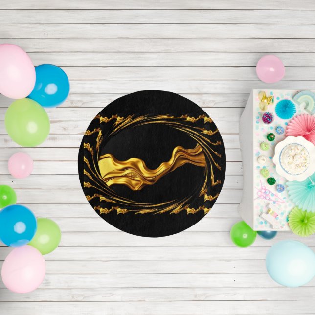 Liquid Gold Black Monochrome Christian Achempong Outdoor Rug (Insitu (Birthday))