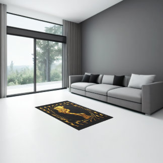 Liquid Gold Black Monochrome Christian Rug