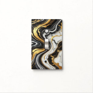 Liquid Gold Black White Marble Look Glam Wedding Light Switch Cover