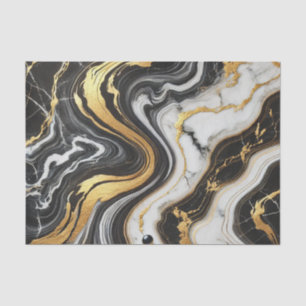 Liquid Gold Black White Marble Look Glam Wedding Tissue Paper