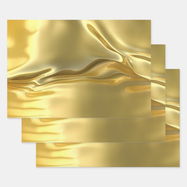 Liquid Gold Digital Print Wrapping Paper Sheets (Set)