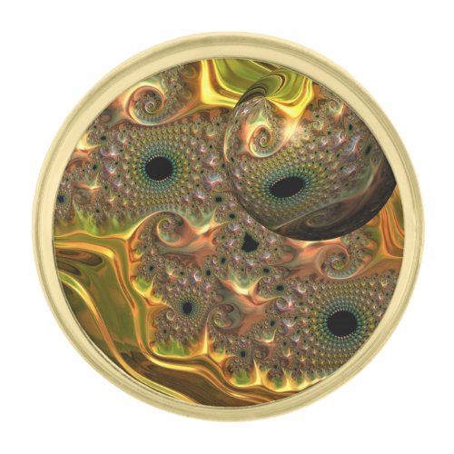 Liquid Gold Fractal Dream Gold Plated Lapel Pin