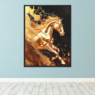 Liquid Gold Galloping Horse Canvas Print