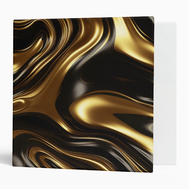 Liquid Gold shiny metallic swirl 3 Ring Binder (Front/Inside)