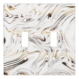 Liquid Gold Silver Black Marble #1 Light Switch Cover