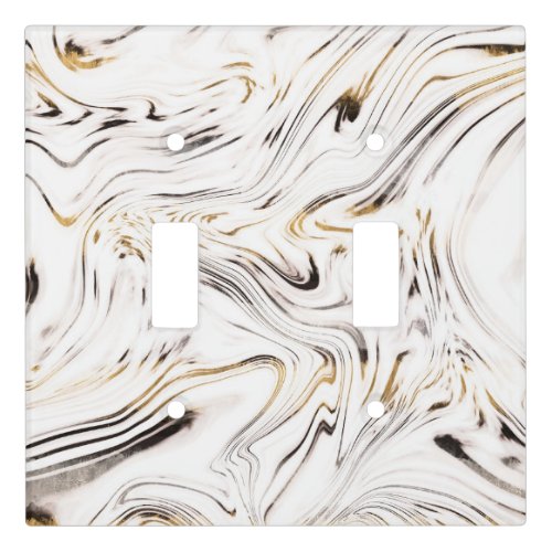 Liquid Gold Silver Black Marble 1 Light Switch Cover