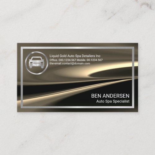 Liquid Gold Silver Borders Auto Spa Business Card