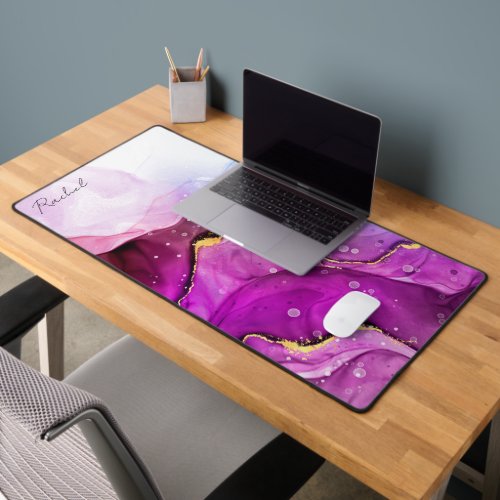 Liquid Ink Abstract Monogram Name Desk Mat